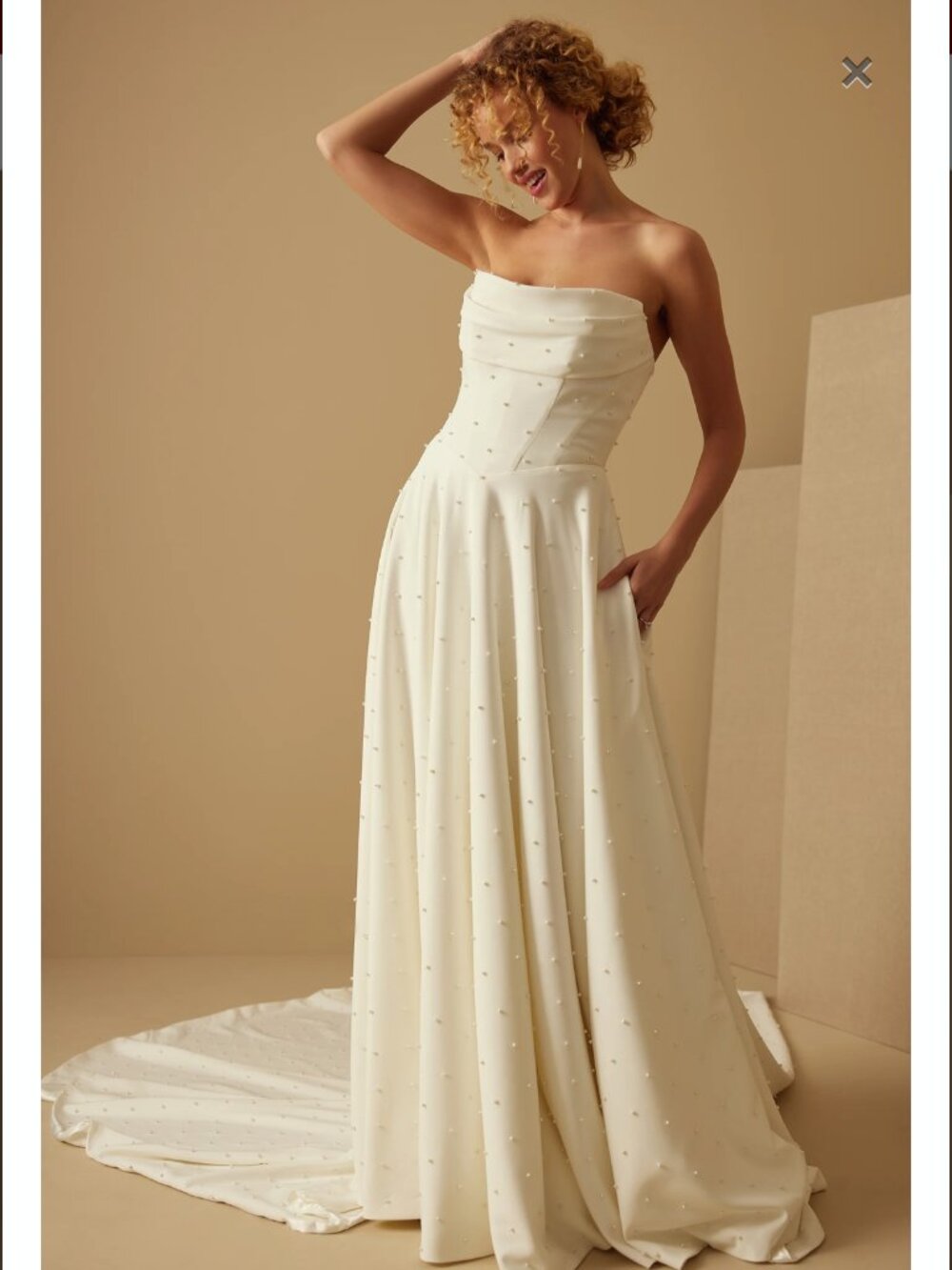 BRAND NEW WITH TAGS! Vow'd Pearl Solstice Wedding Dress with Crepe Swag Sleeves